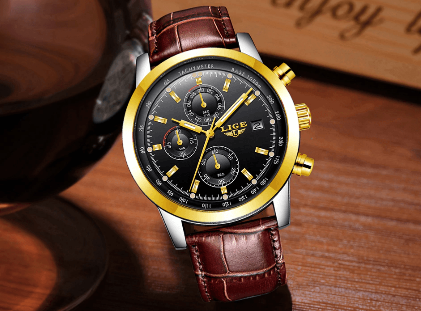 Men's  Waterproof Watch With Chronometers Date Display And Fluorescent Pointers Excellent Look Perfect Gift Stevvex