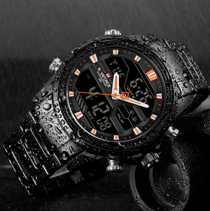Mens Wrist Watch, Waterproof Analog Digital Watches Multifunction Stainless Steel Business Watches For Man Perfect Gift - SJB-DIAMOND ELITES