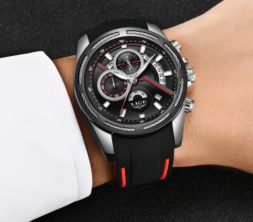 Men's Waterproof Modern Watch With Rubber Straps Multifunction Watches Unique Design Perfect Gift Stevvex