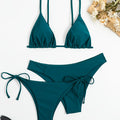 Essential Edge 3-Piece Bikini Set for Women – Solid Color High-Cut Triangle Top Two-Style Bottoms with Side Lace-Up Design & Quick-Drying Comfort – Versatile Women's Swimwear for Summer Pool Beach & Travel Stevvex