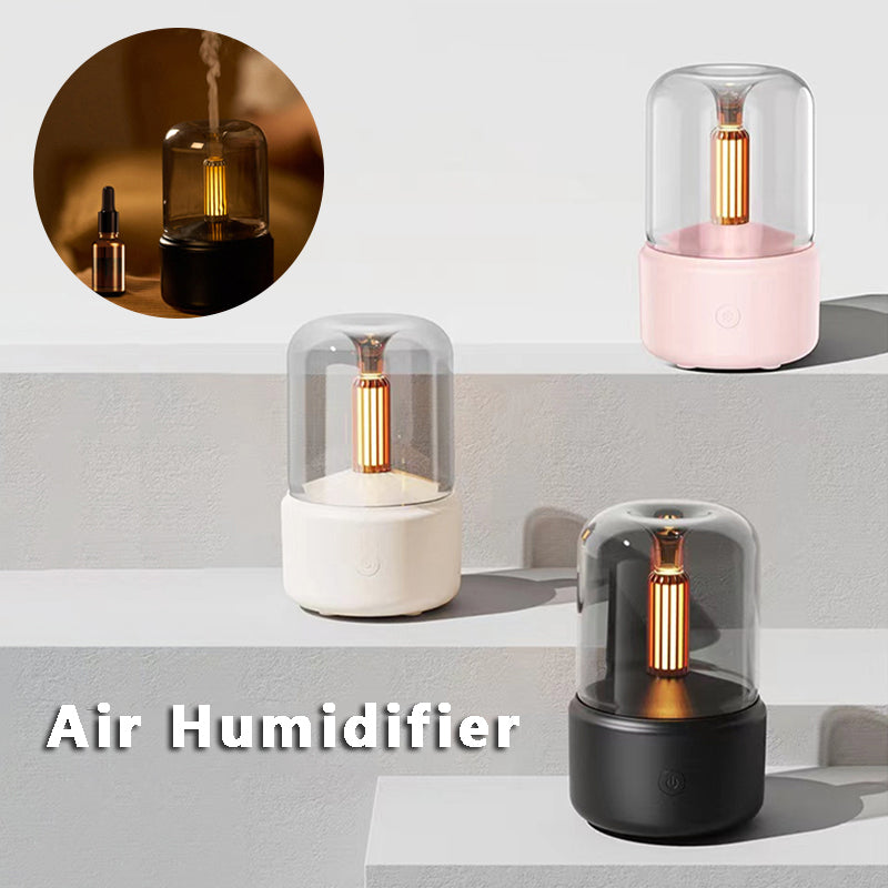 Atmosphere Light Humidifier Candlelight Aroma Diffuser Portable 120ml Electric USB Air Humidifier Cool Mist Maker Fogger 8-12 Hours With LED Night Light Pi-Mart