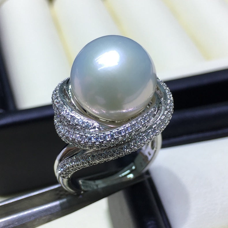 White Freshwater Silver Pearl Ring Pi-Mart