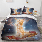 White Cute Cat Bedding Set Girl Ladies Bedroom Comfort Duvet Cover Pi-Mart
