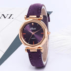 Women Watch Rhinestone Fashion Exquisite Women Leather Casual Watch Luxury Analog Quartz Crystal Wristwatch Bracelet Watch For Women and Girls