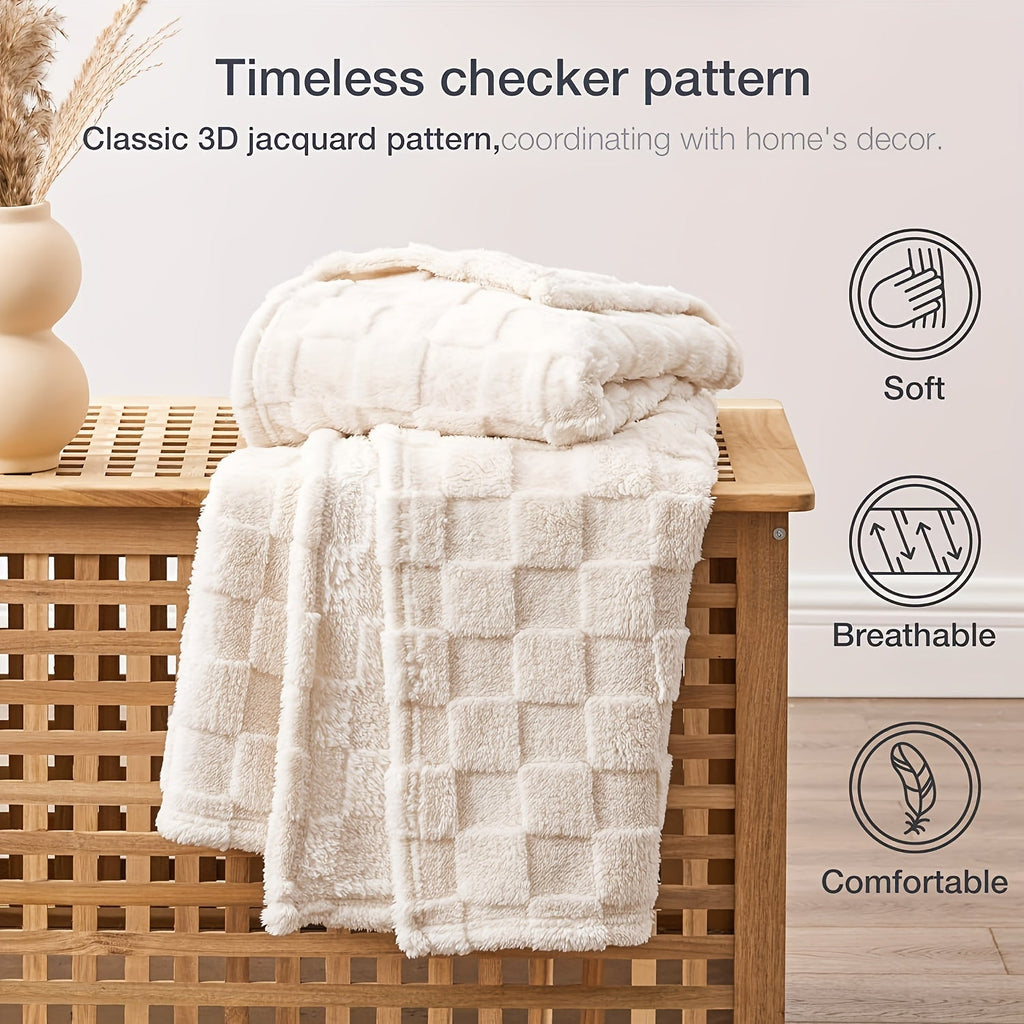 Soft and Cozy Luxurious Glam Plaid Throw Blanket - Reversible, All-Season 3D Checkered Pattern Fantasy Themed Polyester Flannel Fleece Bed Throw for Perfect Comfort Lootquake LLC