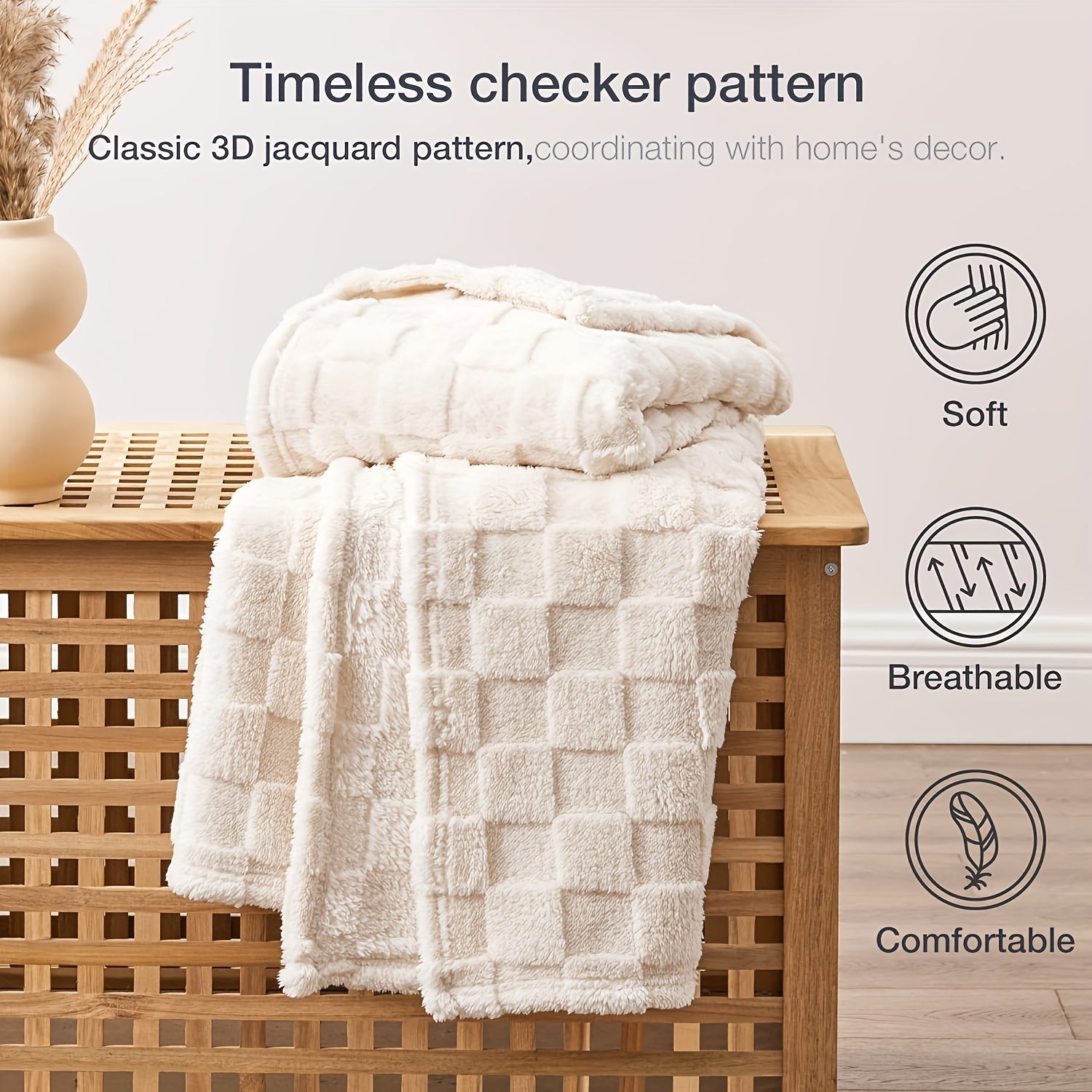 Soft and Cozy Luxurious Glam Plaid Throw Blanket - Reversible, All-Season 3D Checkered Pattern Fantasy Themed Polyester Flannel Fleece Bed Throw for Perfect Comfort Lootquake LLC