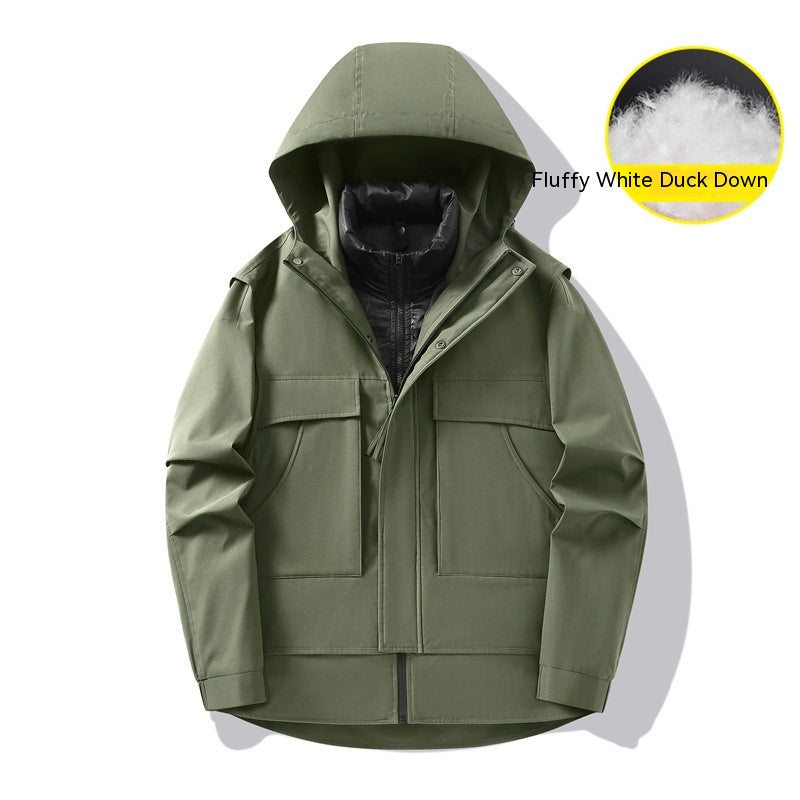 3-in-1 Waterproof Winter Jacket for Men & Women - Removable Down Liner Hooded Windbreaker (5000mm, 90 White Duck Down) - S-6XL Pi-Mart