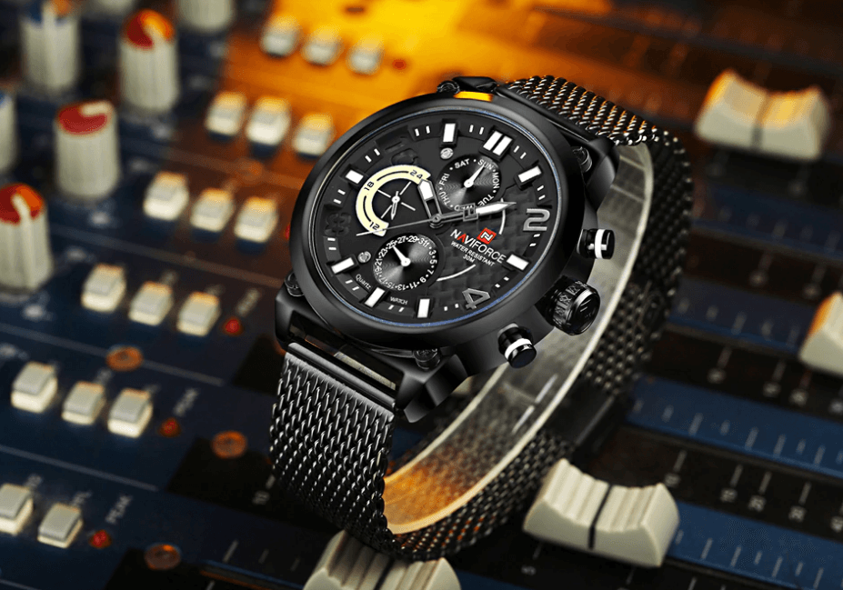 Men's Multifunction Analog Quartz Watches Waterproof Wrist Watch With Stainless Steel Mesh Band Excellent Design Perfect Gift - SJB-DIAMOND ELITES