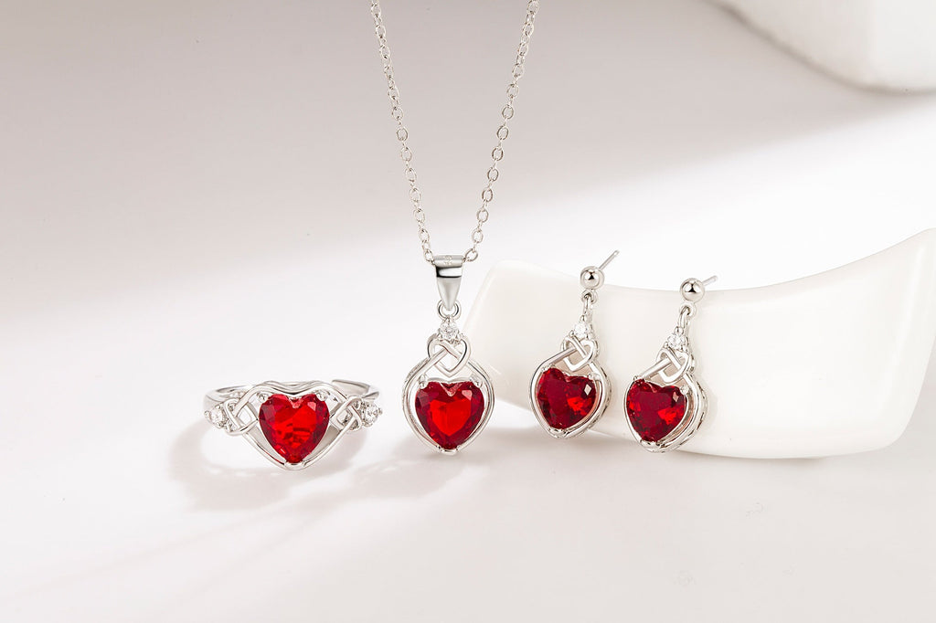 Heart-shaped Ruby Jewelry Suit Pi-Mart