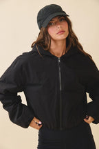 Cropped Hooded Zip-Up Puffer Jacket THRIXINE