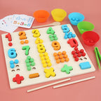 Children's Wooden Fine Action Digital Clip Beads Operation Board Digital Cognitive Color Matching Early Educational Toys Pi-Mart