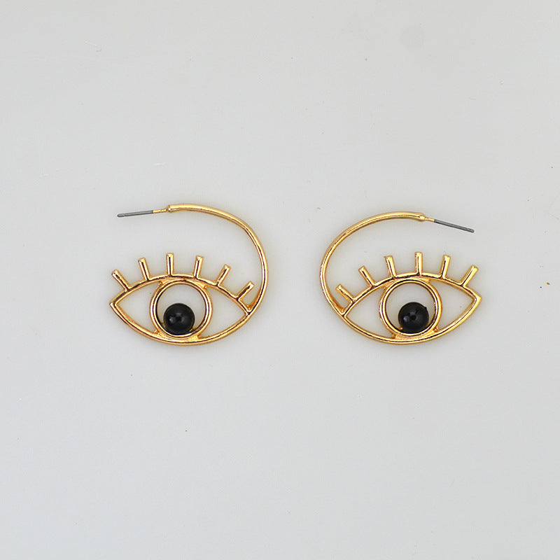 Simple Pearl Stud Earring Demon Eye Eye Earring Pi-Mart