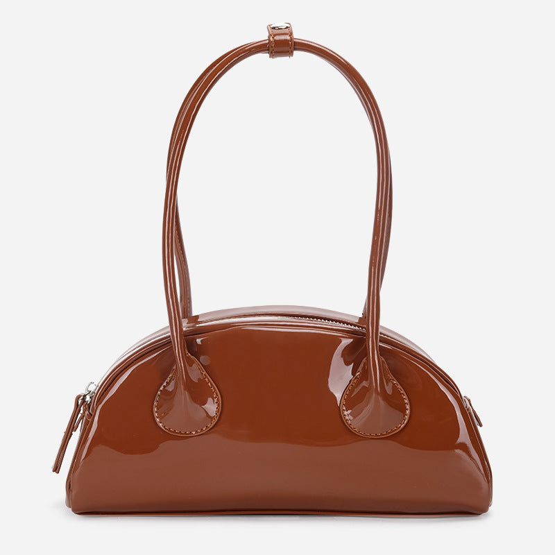 Half-round Shoulder Bag Is Versatile And Bright Face Long Handle Handbag Pi-Mart