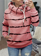 Printed Hooded Fleece Striped Sweatshirt Pi-Mart