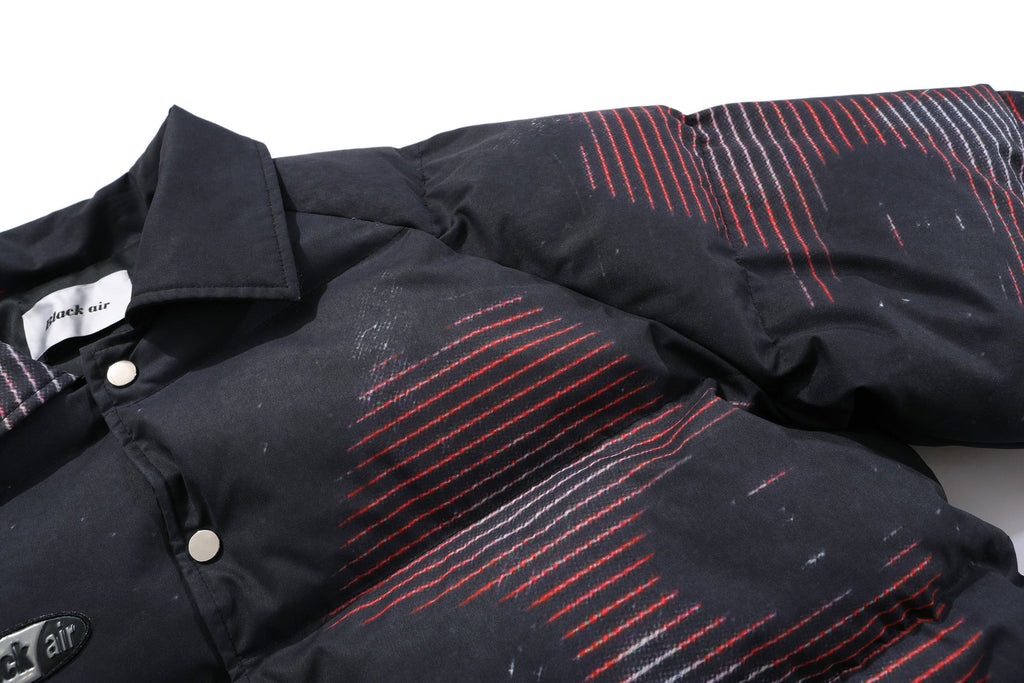 Winter thick loose digital portrait print jacket