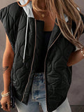 Oversized Drawstring Hooded Zip Up Puffer Vest