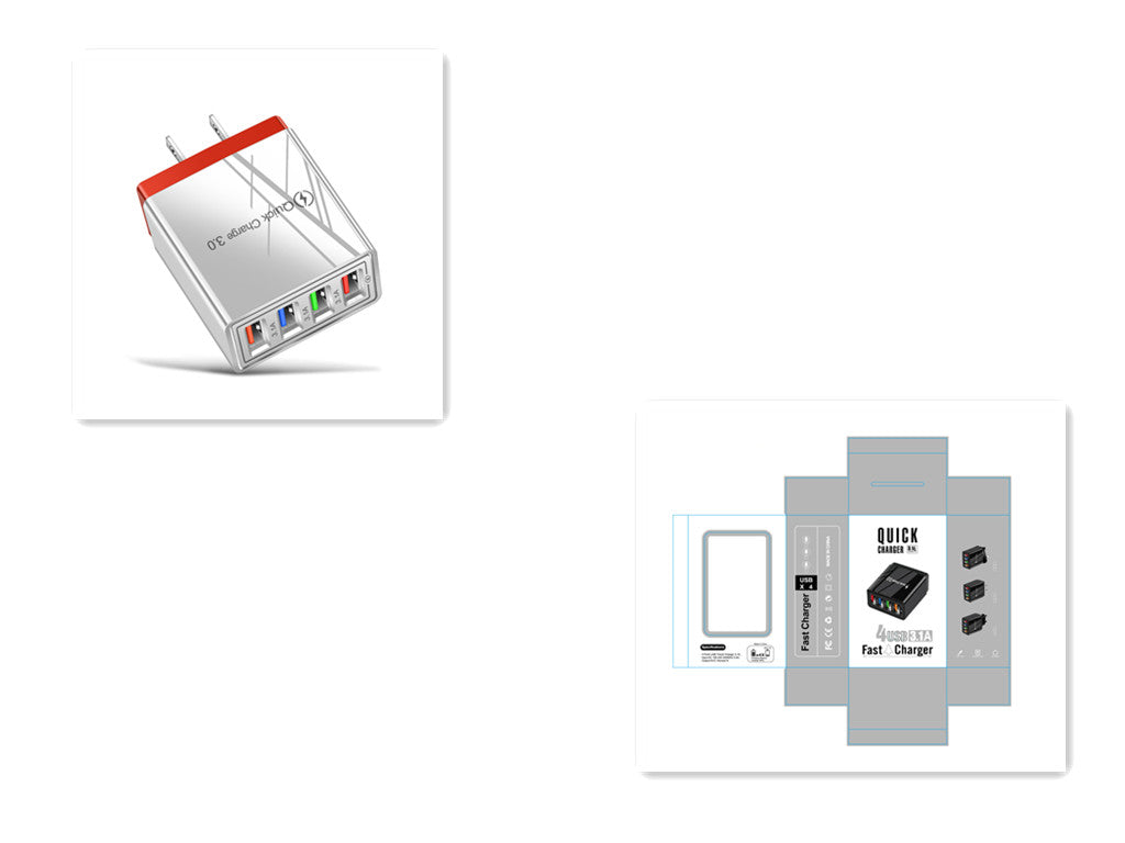 USB Charger Quick Charge 3.0 4 Phone Adapter For Tablet Portable Wall Mobile Charger Fast Charger Pi-Mart