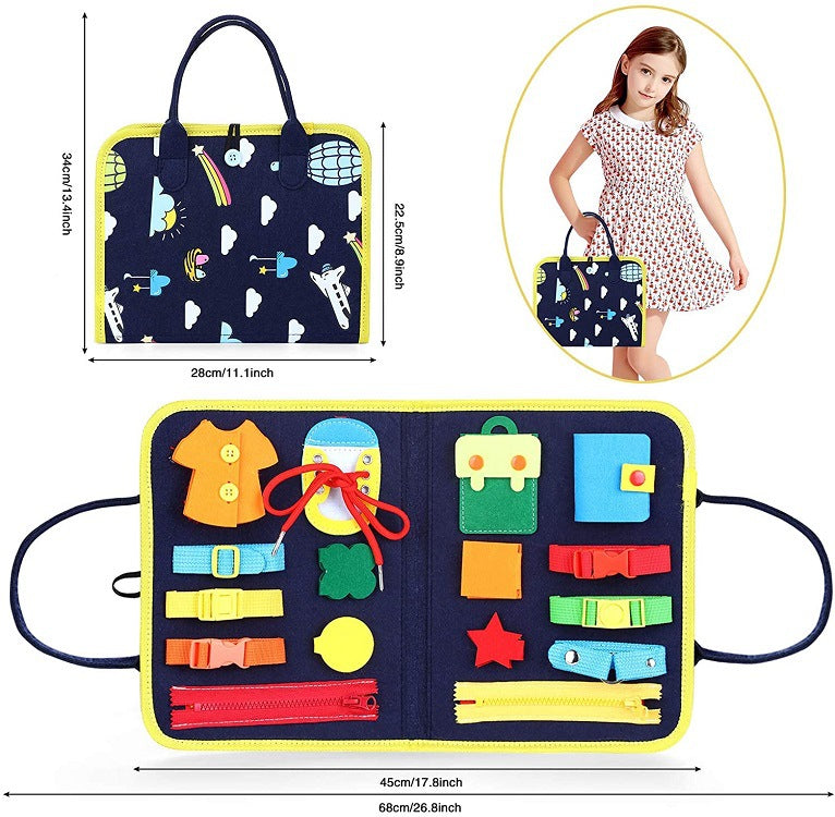 New Busy Book Children's Busy Board Dressing And Buttoning Learning Baby Early Education Preschool Sensory Learning Toy Pi-Mart