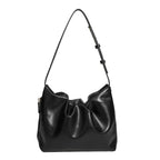 Simple soft leather pleated armpit bag, women's design side zipper solid color shoulder bag, hobo bag for women - SJB-DIAMOND ELITES