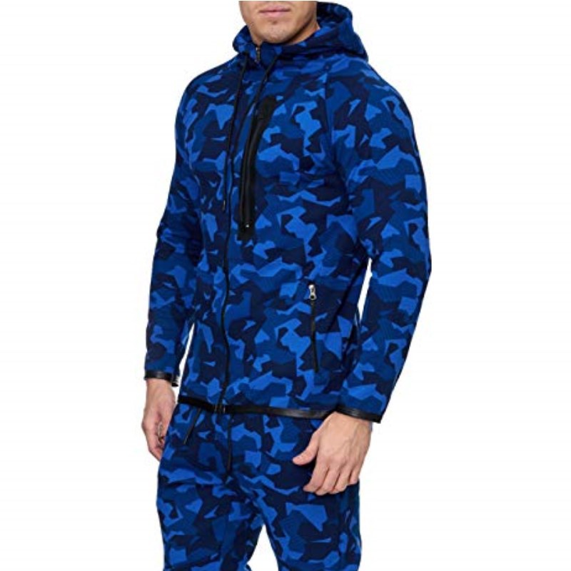 Camouflage zipper cardigan hooded sweatshirt Pi-Mart