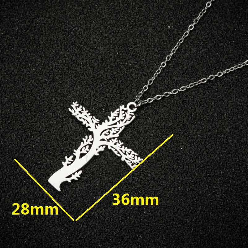 Tree Of Life Necklace Ladies Cross Clavicle Chain Jewelry Pi-Mart