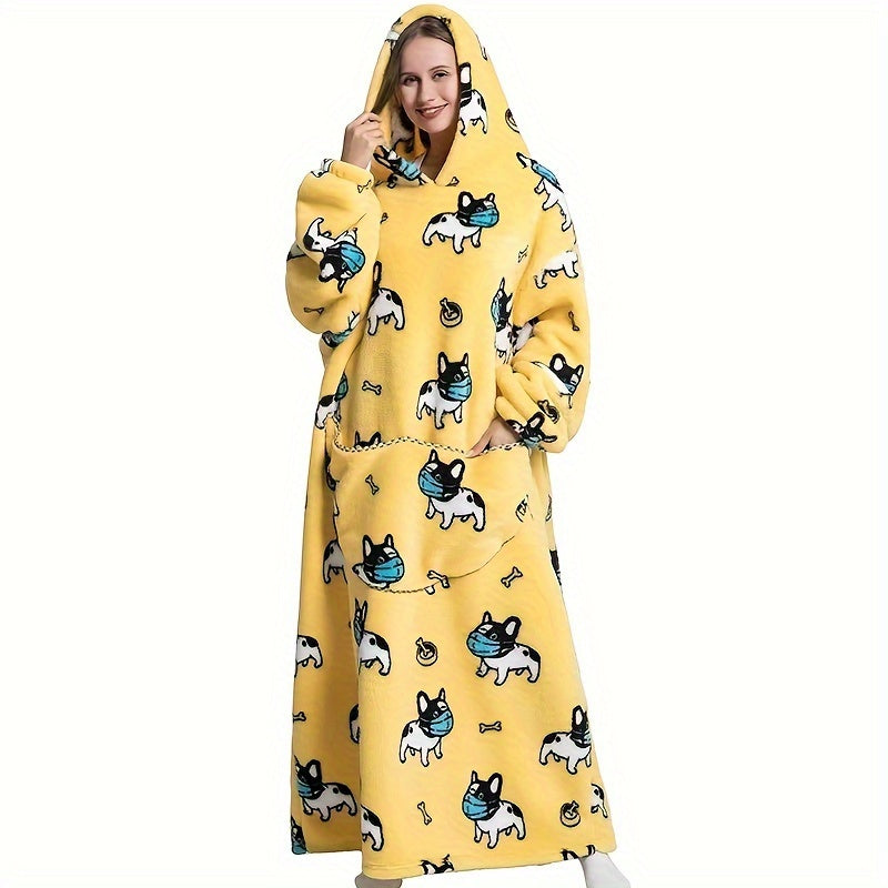 1pc Oversized Cartoon Hooded Blanket Sweatshirt, Ultra Cozy Wearable Fleece Throw for Adults, Extra Warm and Soft Pullover for Lounging, Gift Idea Lootquake LLC
