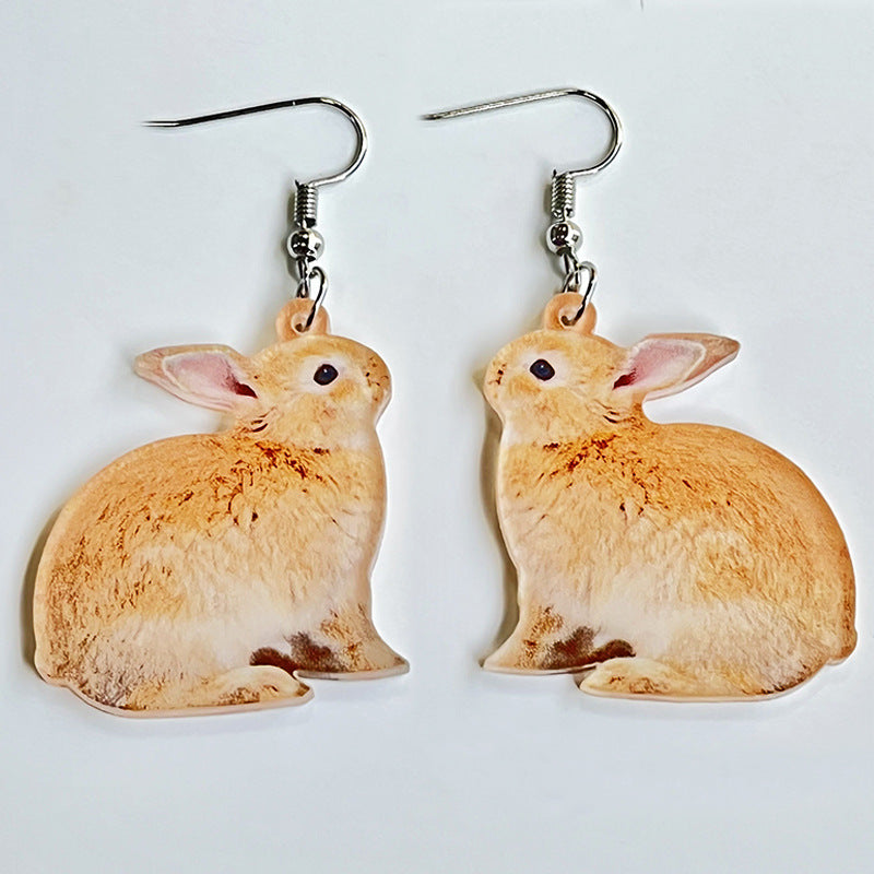 Easter Rabbit Flower Basket Cute Printed Egg Chick Spring Floral Earrings Pi-Mart