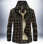 Winter Jacket Men Thicken Warm Fleece Jackets Coats Pure Cotton Plaid Jacket Military Clothes Pi-Mart