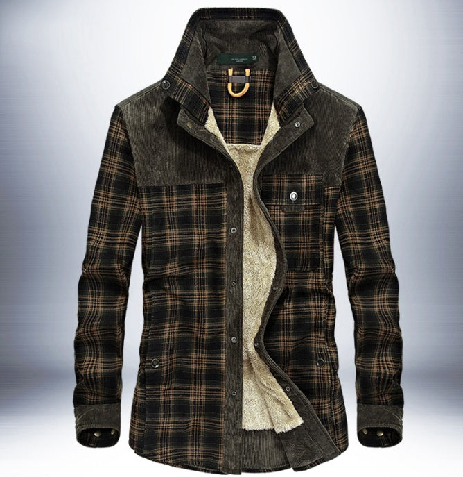Winter Jacket Men Thicken Warm Fleece Jackets Coats Pure Cotton Plaid Jacket Military Clothes Pi-Mart