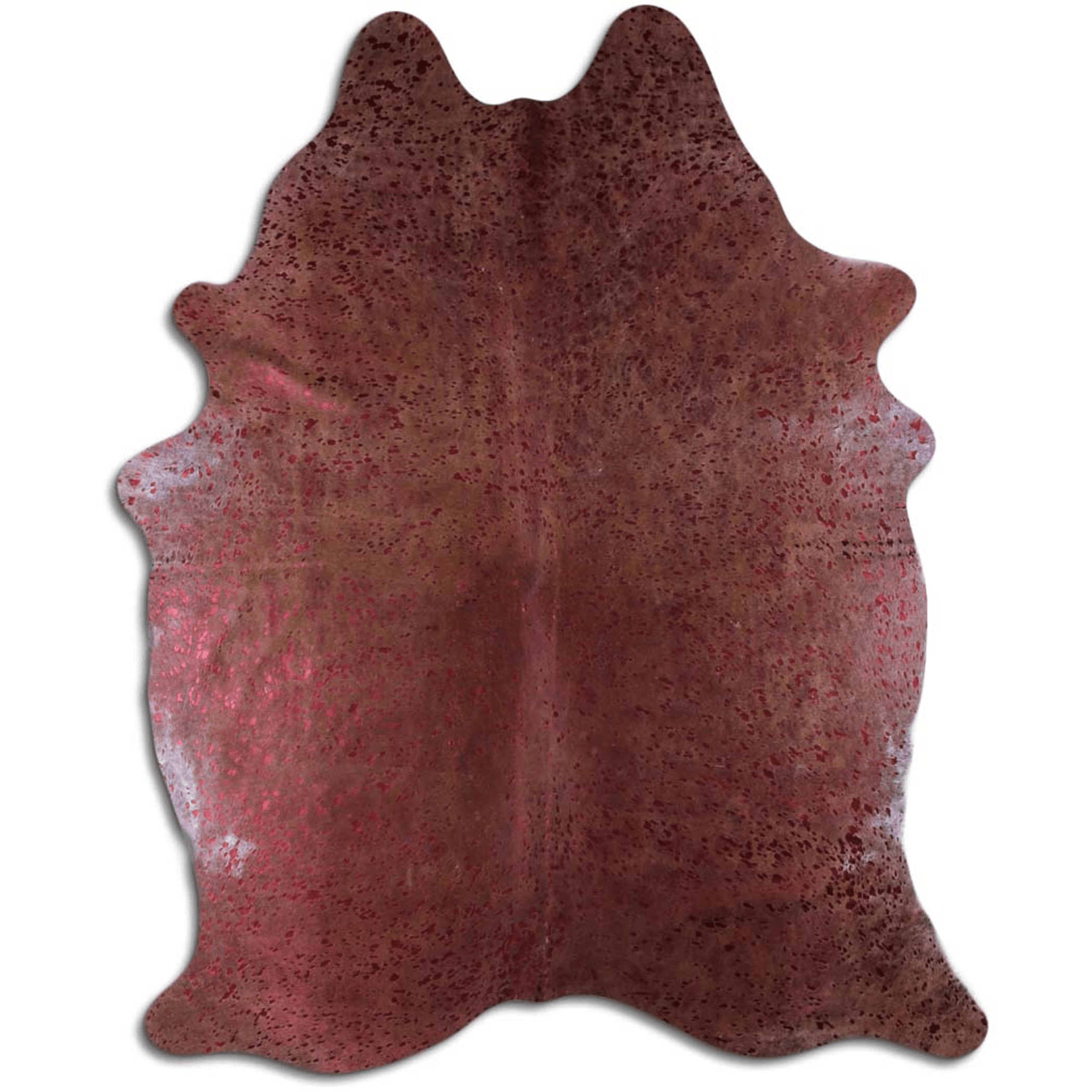 Burgundy Metallic On Brown Acid Washed Cowhide Area Rug Lootquake LLC