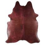 Burgundy Metallic On Brown Acid Washed Cowhide Area Rug Lootquake LLC