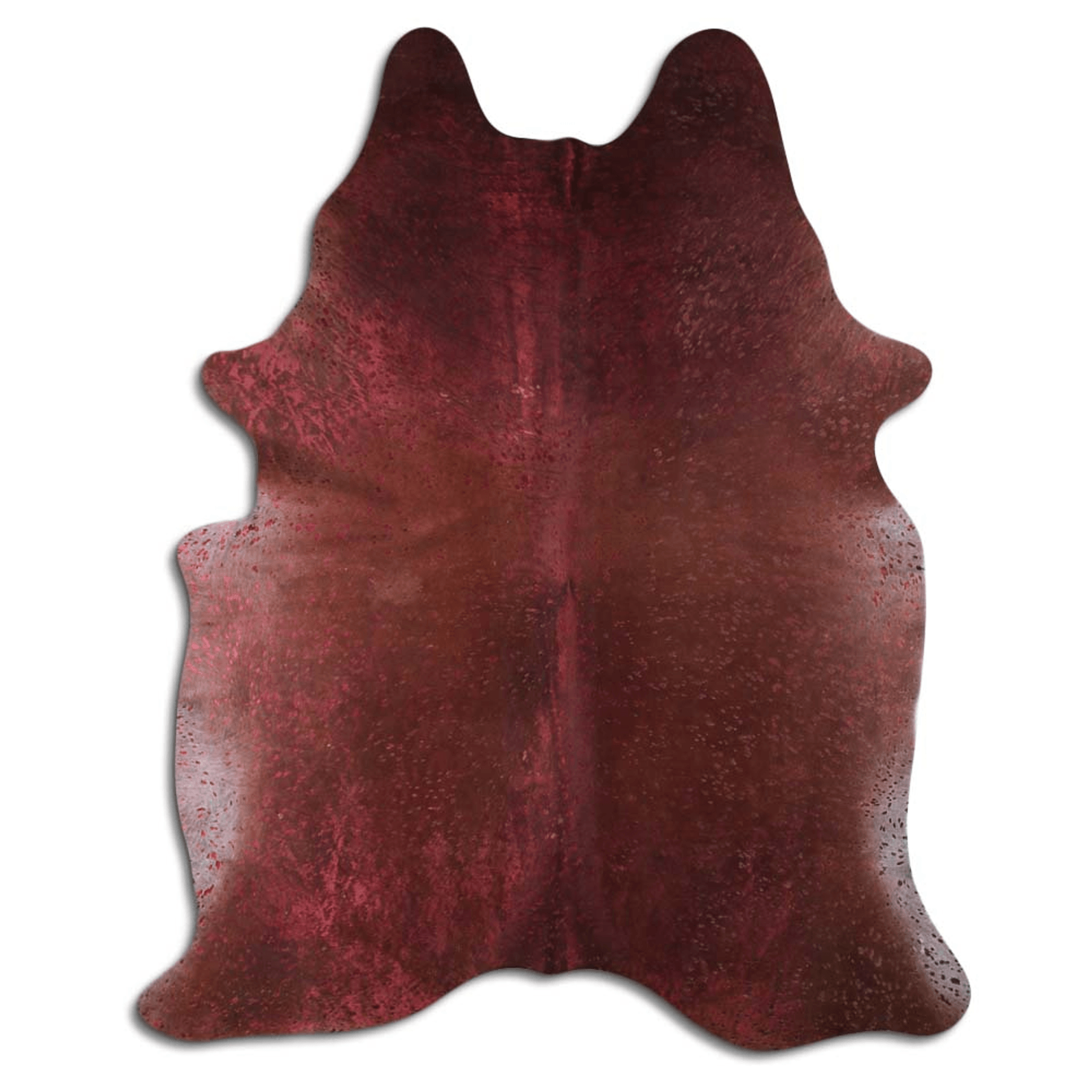 Burgundy Metallic On Brown Acid Washed Cowhide Area Rug Lootquake LLC