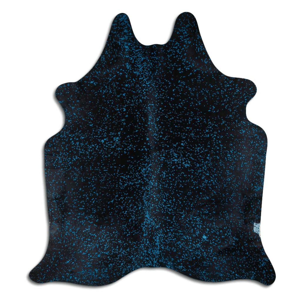 Acid Washed Blue And Black Cowhide Area Rug Lootquake LLC