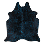 Acid Washed Blue And Black Cowhide Area Rug Lootquake LLC