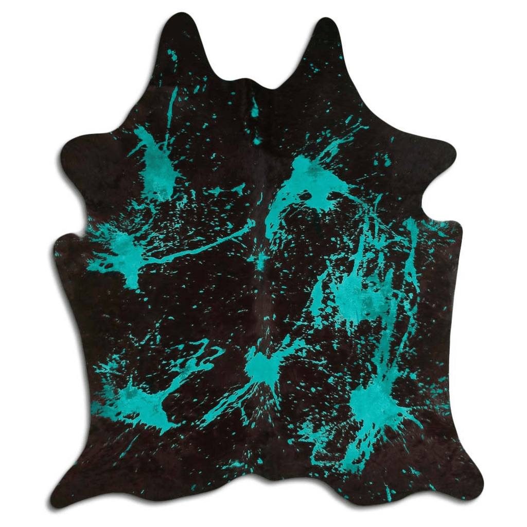 Distressed Emerald Green Acid Washed Cowhide Area Rug Lootquake LLC