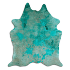 Distressed Emerald Green Acid Washed Cowhide Area Rug Lootquake LLC