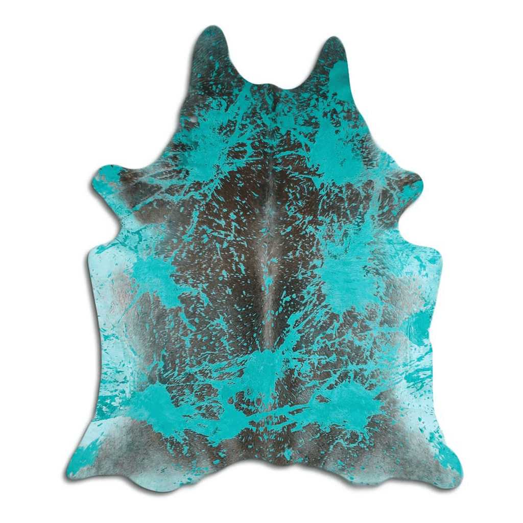 Distressed Emerald Green Acid Washed Cowhide Area Rug Lootquake LLC