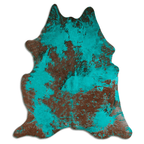 Distressed Emerald Green Acid Washed Cowhide Area Rug Lootquake LLC