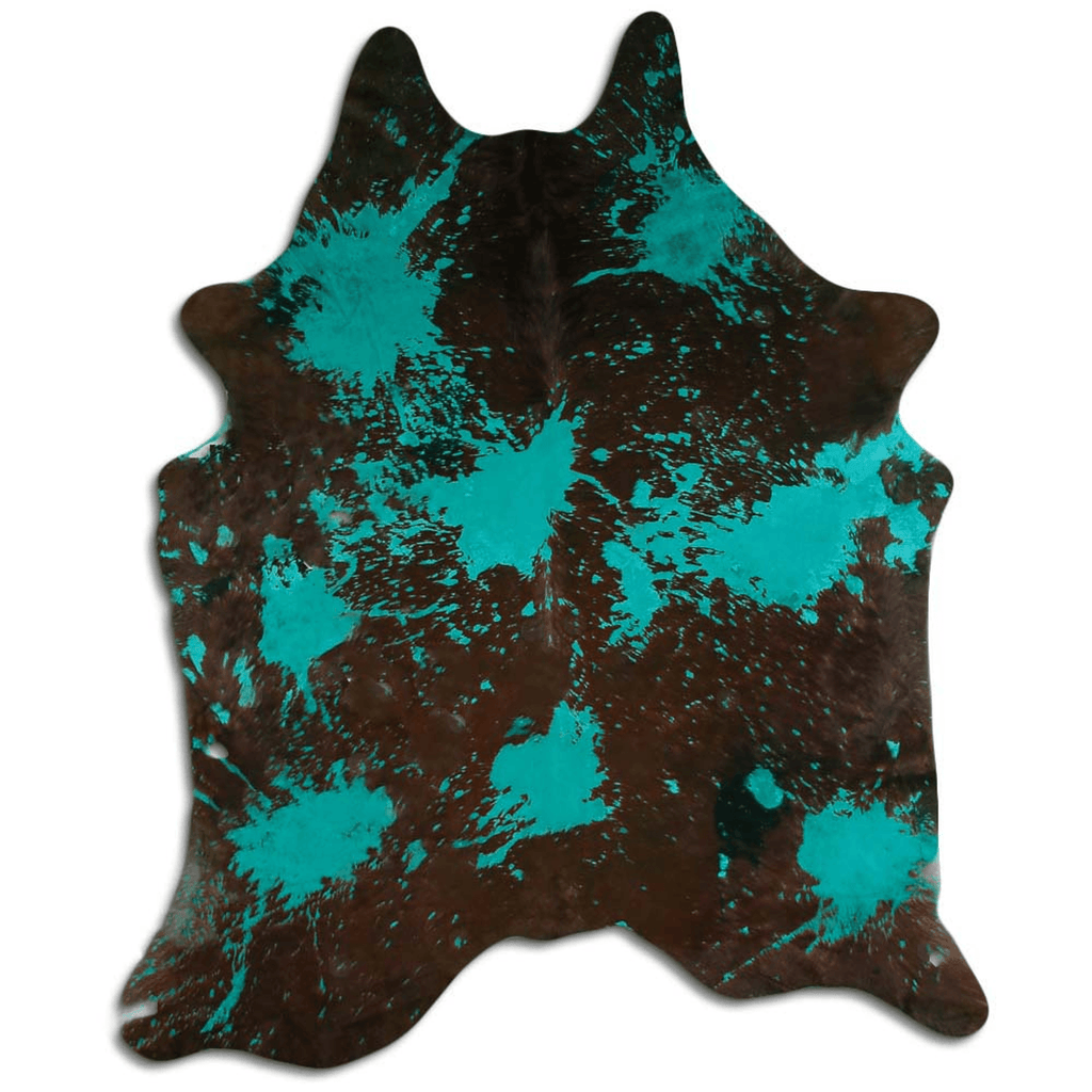 Distressed Emerald Green Acid Washed Cowhide Area Rug Lootquake LLC