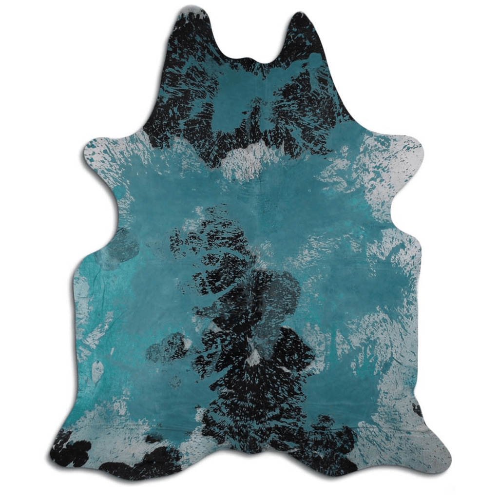 Distressed Emerald Green Acid Washed Cowhide Area Rug Lootquake LLC