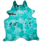 Distressed Emerald Green Acid Washed Cowhide Area Rug Lootquake LLC
