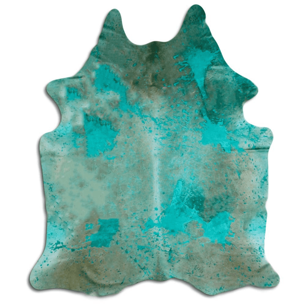 Distressed Emerald Green Acid Washed Cowhide Area Rug Lootquake LLC