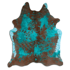 Distressed Emerald Green Acid Washed Cowhide Area Rug Lootquake LLC
