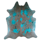 Distressed Emerald Green Acid Washed Cowhide Area Rug Lootquake LLC