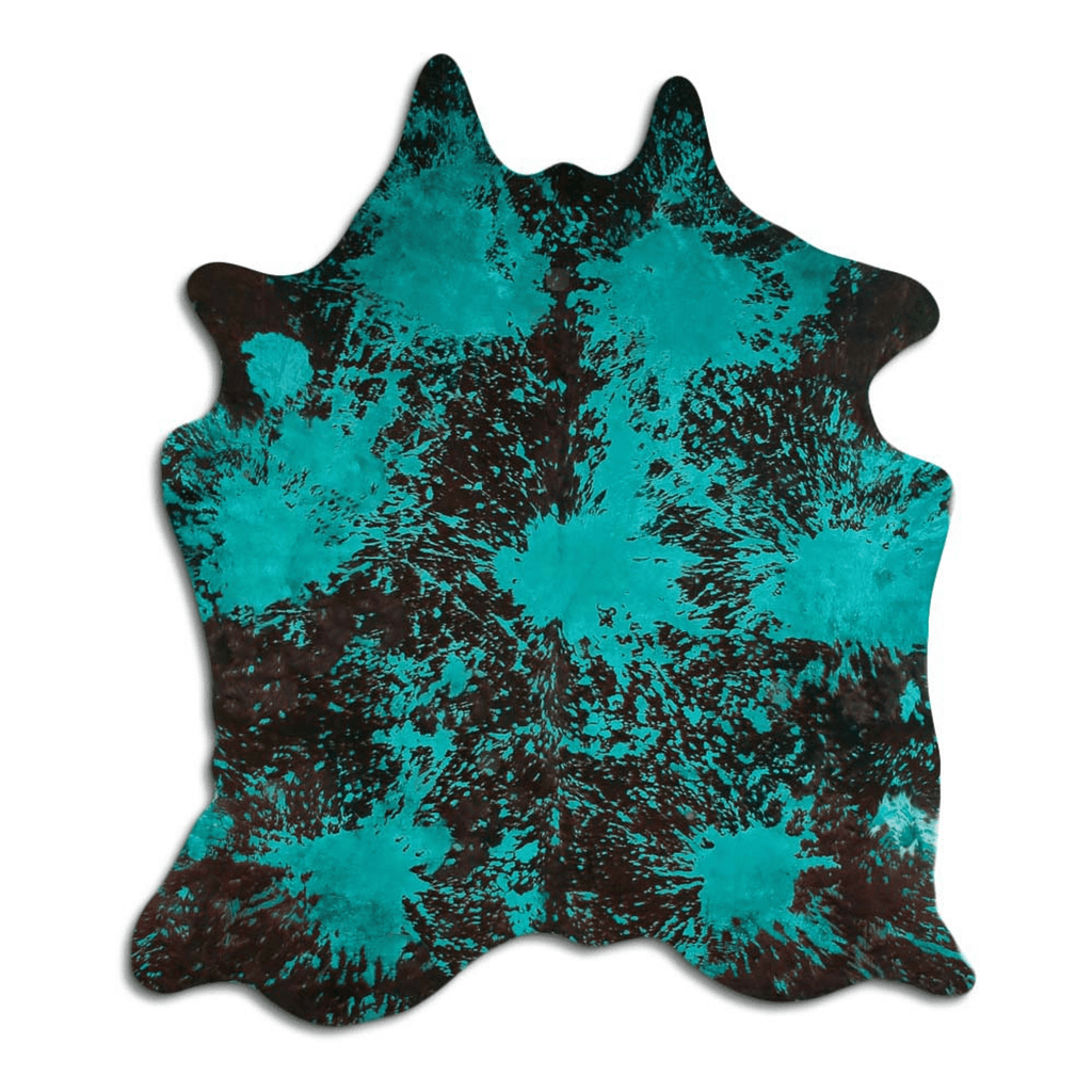 Distressed Emerald Green Acid Washed Cowhide Area Rug Lootquake LLC