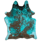 Distressed Emerald Green Acid Washed Cowhide Area Rug Lootquake LLC
