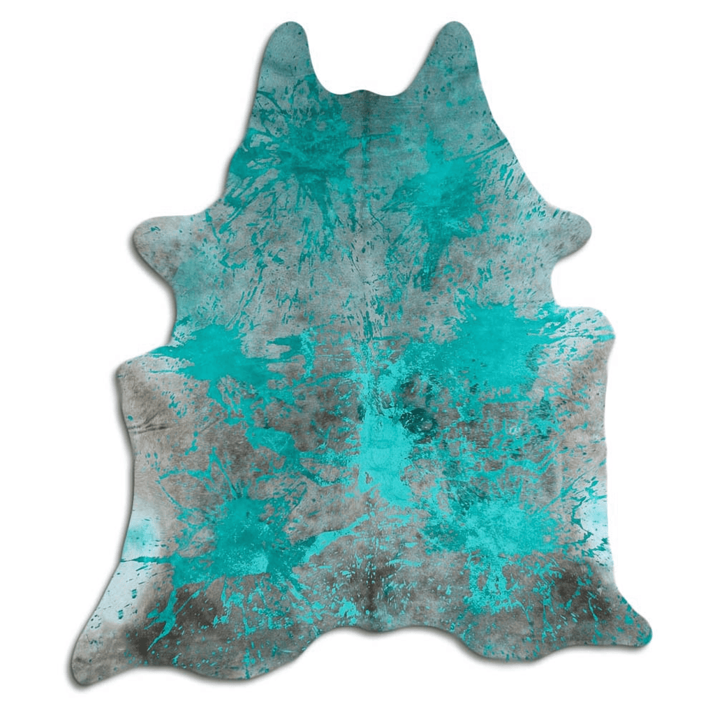 Distressed Emerald Green Acid Washed Cowhide Area Rug Lootquake LLC
