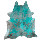 Distressed Emerald Green Acid Washed Cowhide Area Rug Lootquake LLC