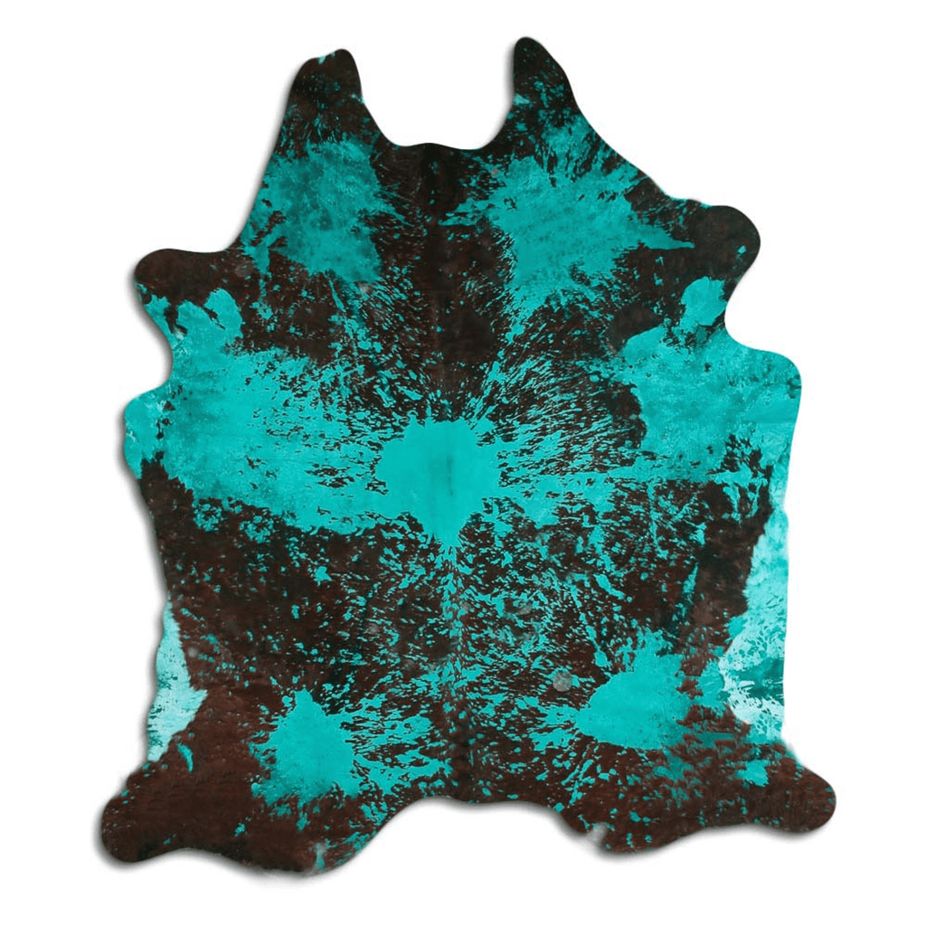 Distressed Emerald Green Acid Washed Cowhide Area Rug Lootquake LLC