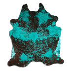 Distressed Emerald Green Acid Washed Cowhide Area Rug Lootquake LLC
